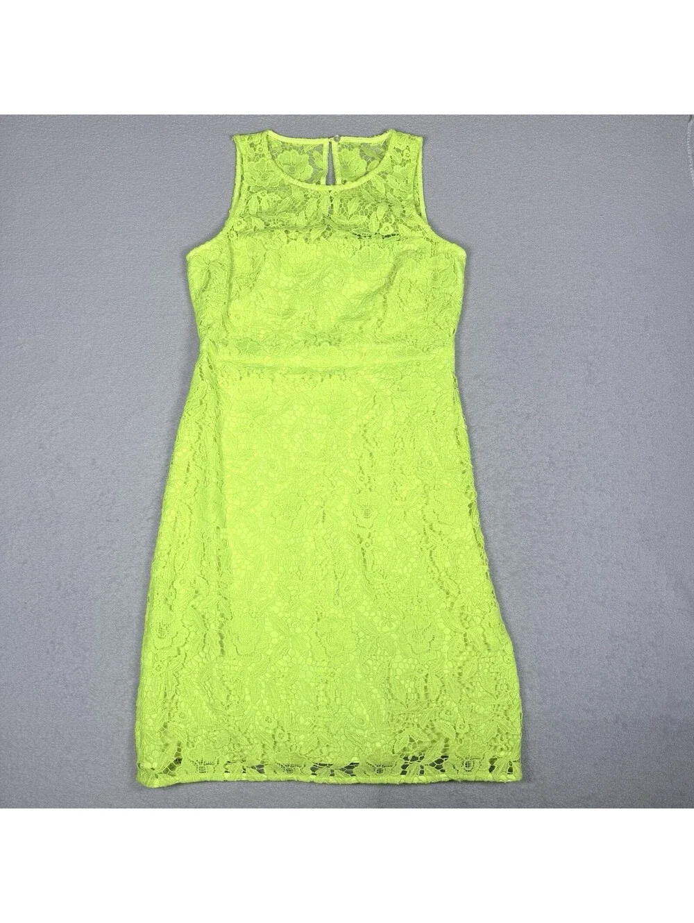 J Crew Collection Womens Floral Lace Sleeveless Sheath Dress Neon Yellow Size 6